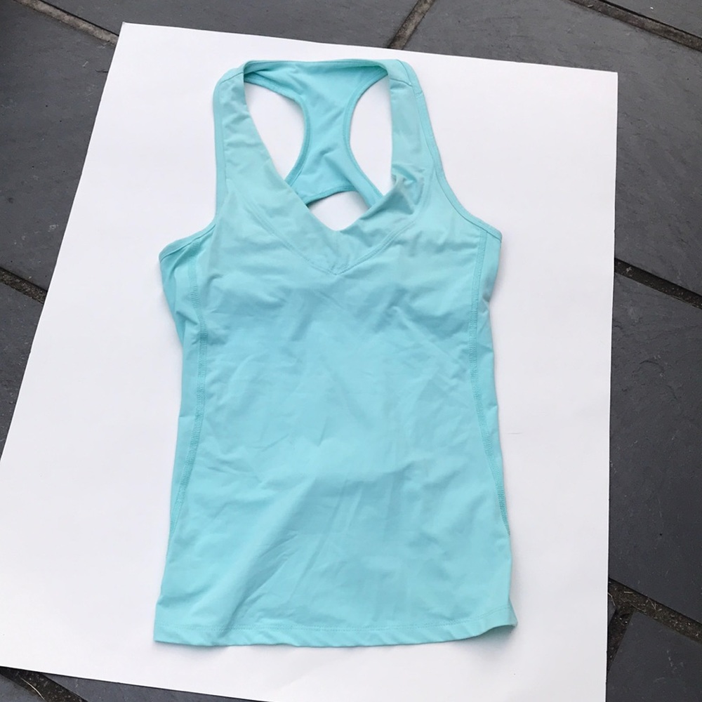 Lija sports racer back top robbins egg blue